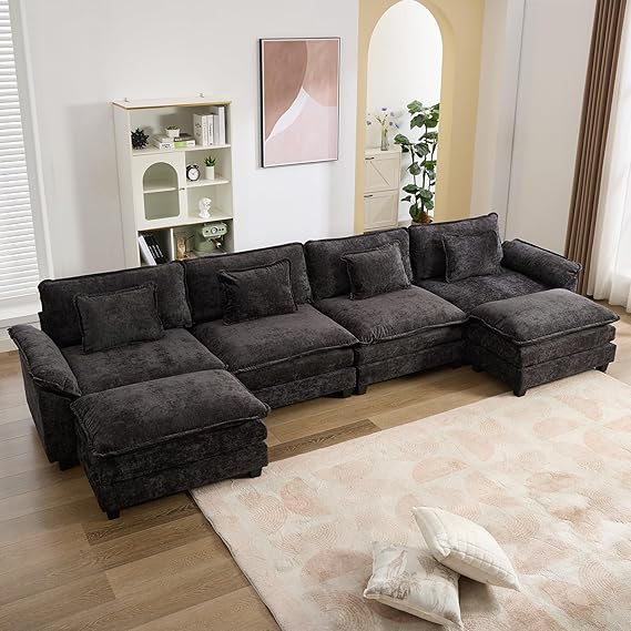 154" Modular Sectional Sofa Cloud Couch with Ottoman