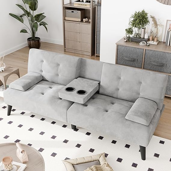 Convertible Futon Sofa Bed with Adjustable Recliner