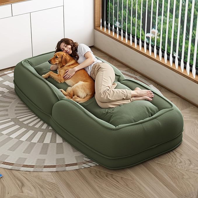 Upholstered Human Dog Bed for Adults with 5 Adjustable Positions