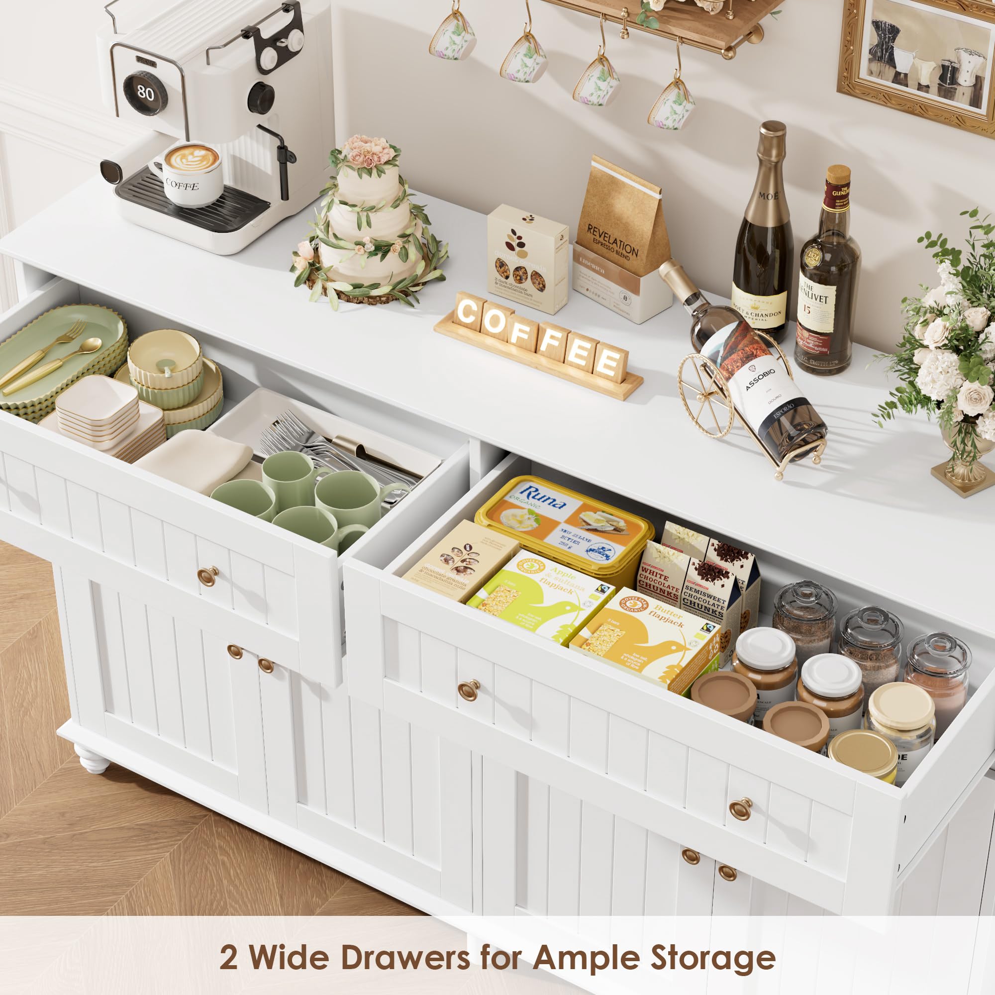 White Buffet Cabinet with Storage