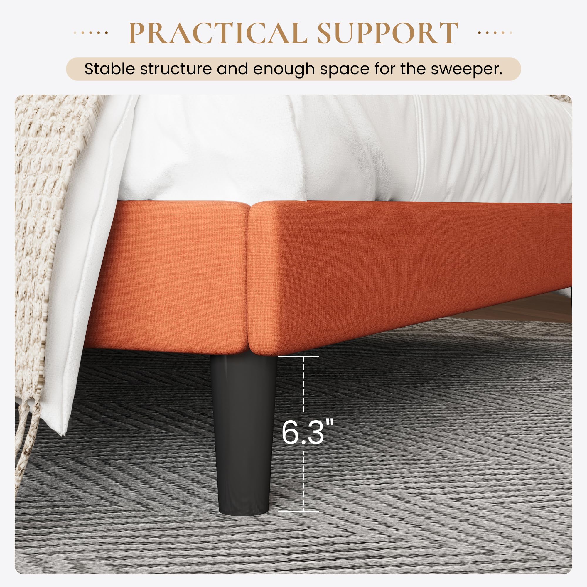 Upholstered King Bed Frame with Wingback Headboard