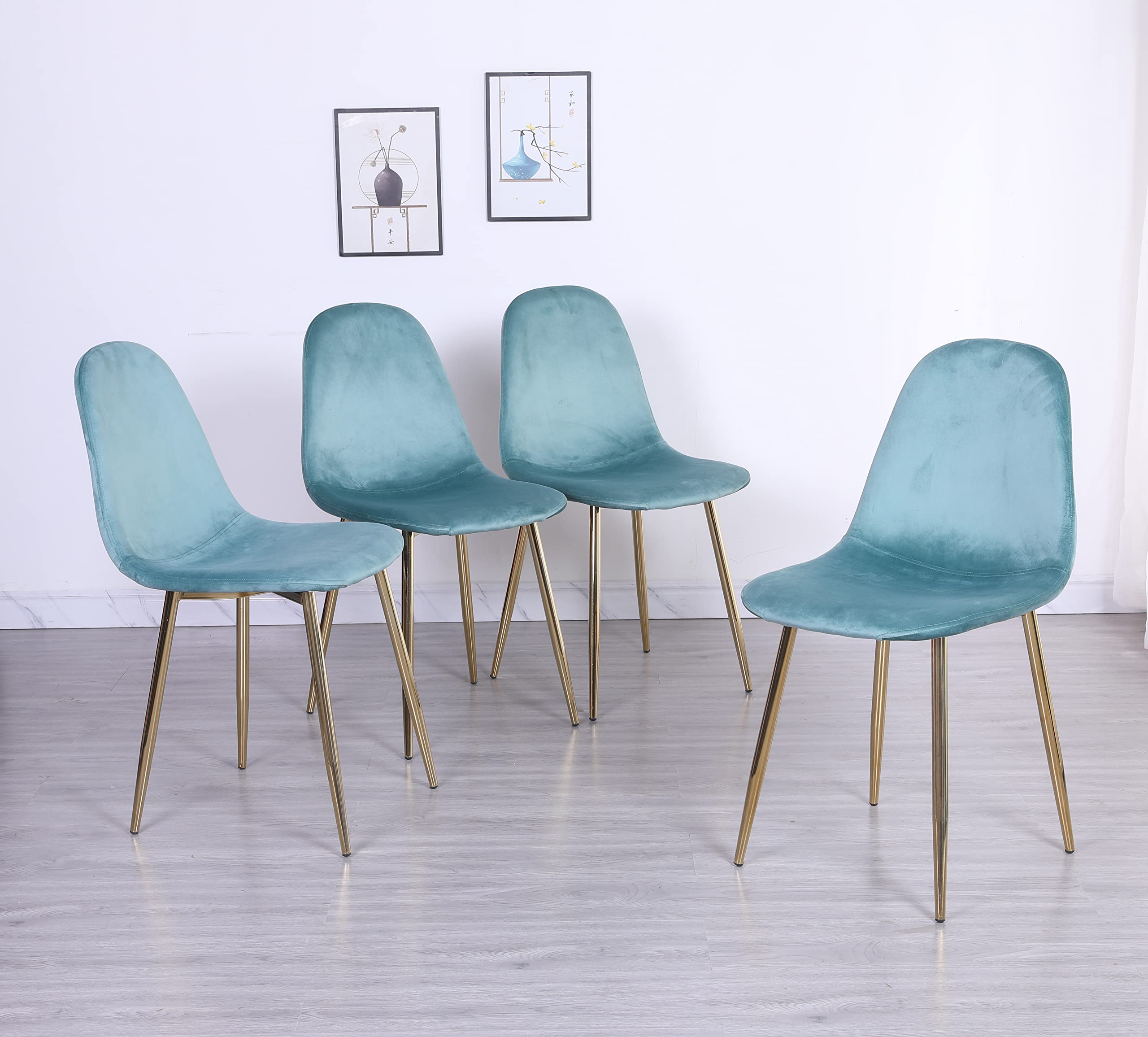 Velvet Dining Chairs Set of 4 with Gold Chrome Legs