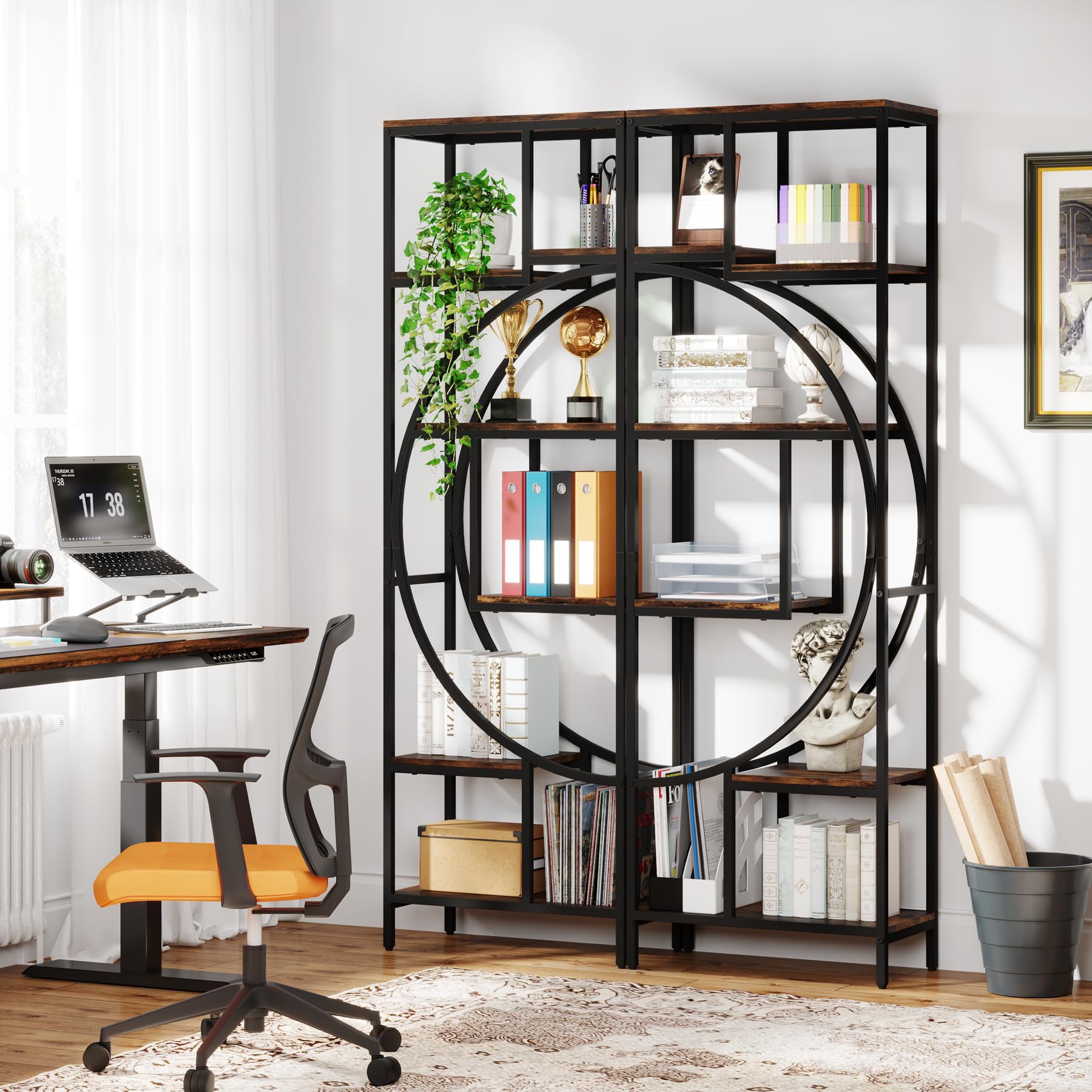Geometric Bookshelf 70.9" Tall with 7 Shelves