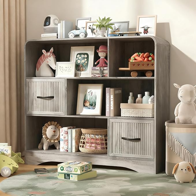 6 Cube Storage Organizer with 2 Fabric Bins