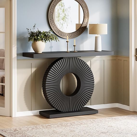 Modern Entryway Console Table with Geometric Base