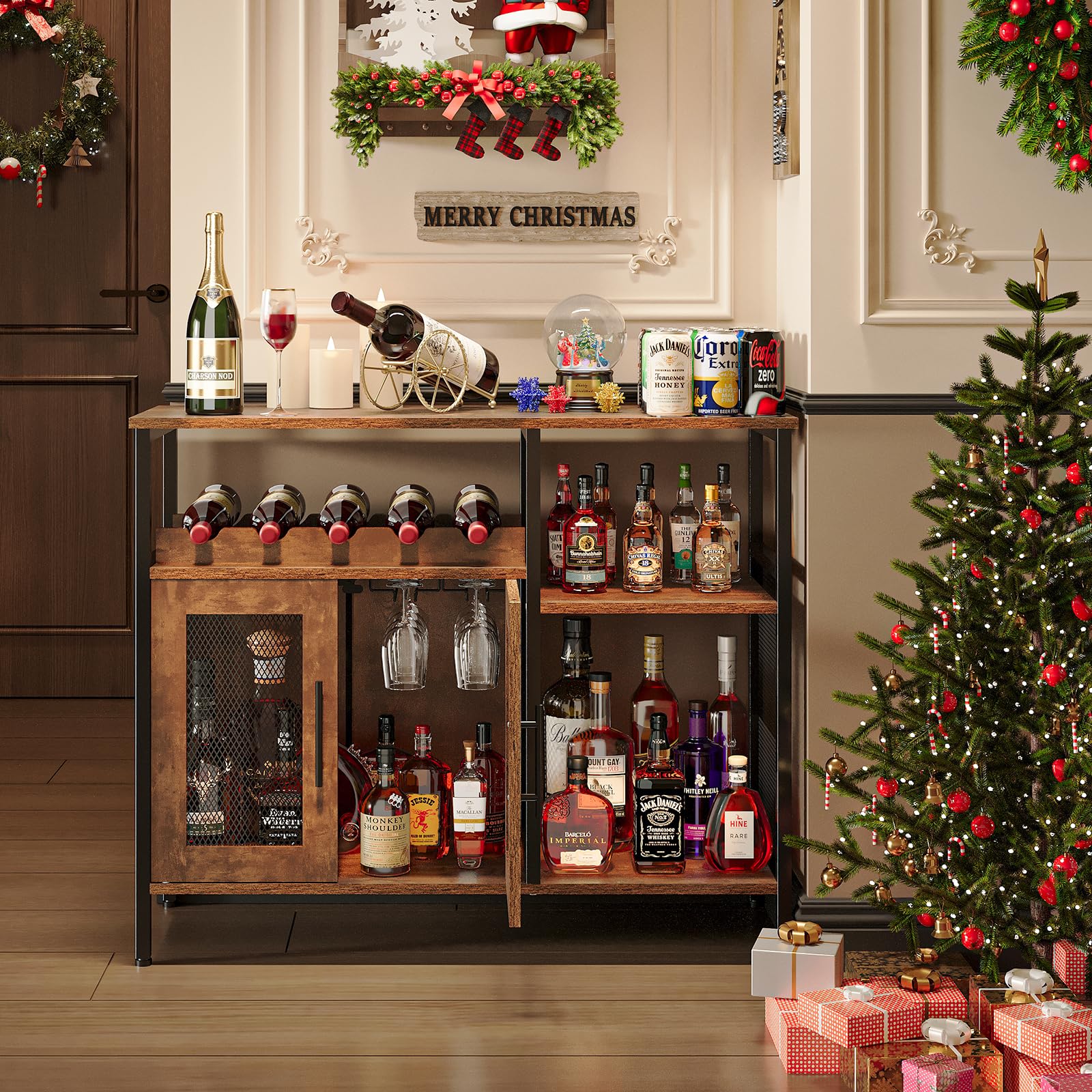 Wine Bar Cabinet with Glass Holder