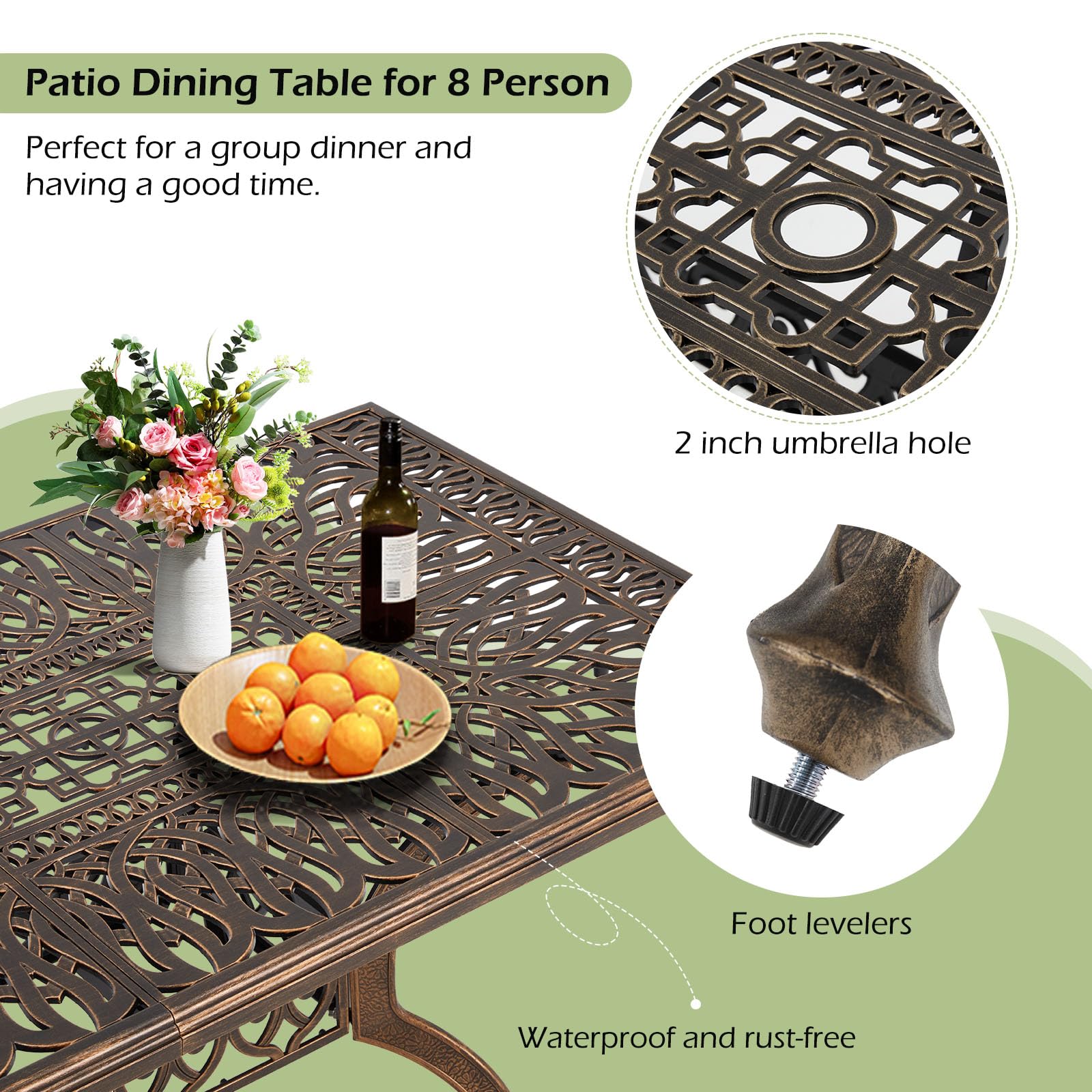 9-Piece Cast Aluminum Outdoor Dining Set