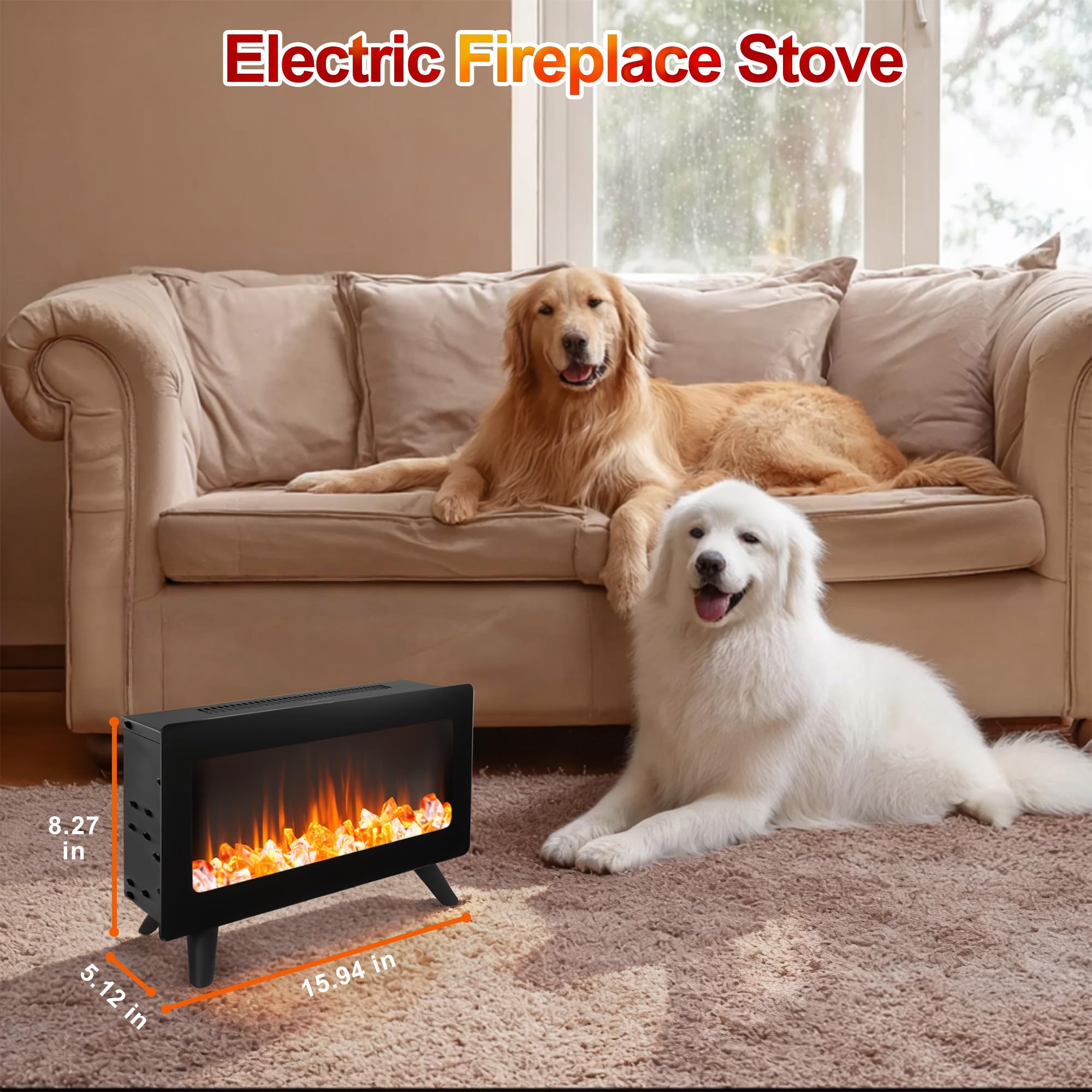 Portable Electric Fireplace Heater with 3D Flame