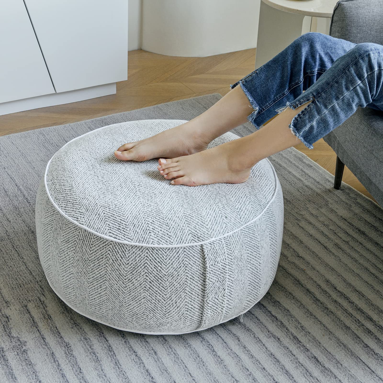 Inflatable Pouf Ottoman with Storage