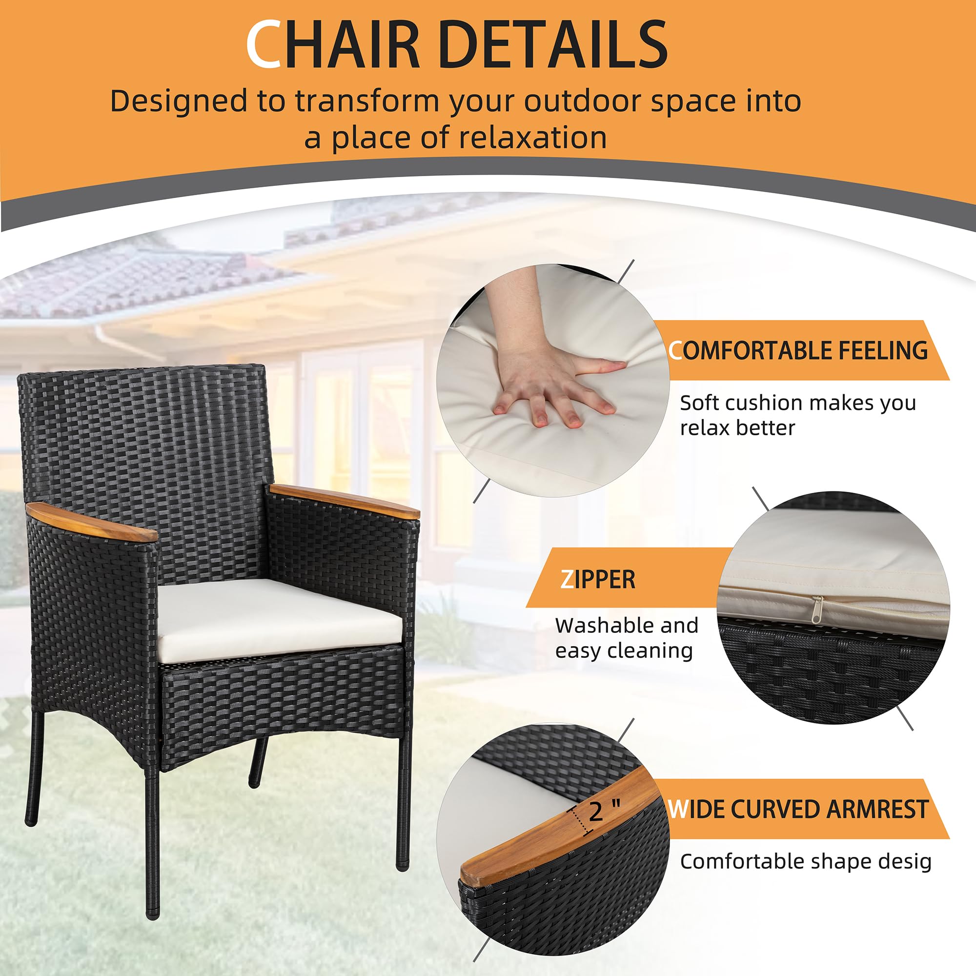 4-Piece Outdoor Wicker Patio Conversation Set with Cushions