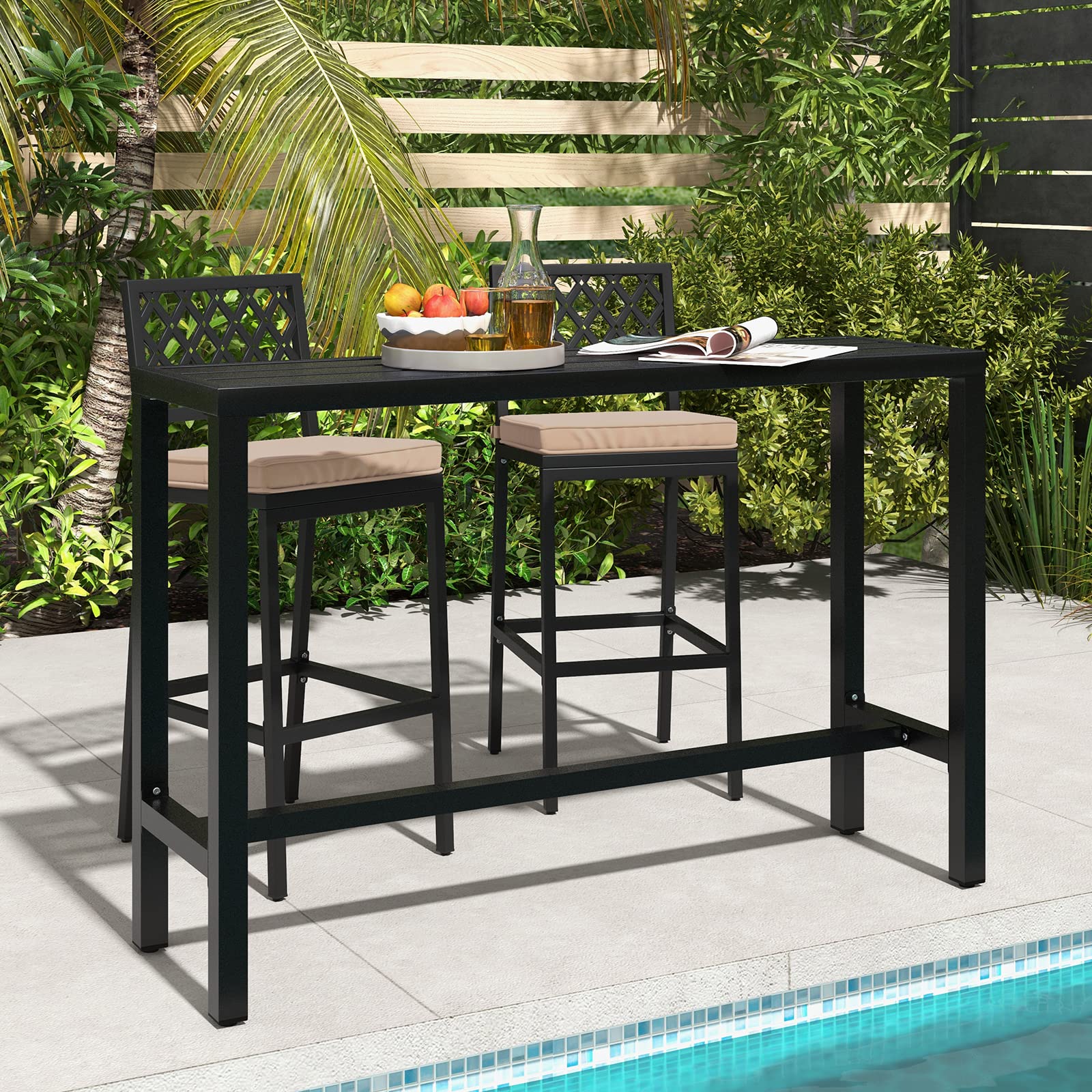 3-Piece Outdoor Bar Table and Chairs Set