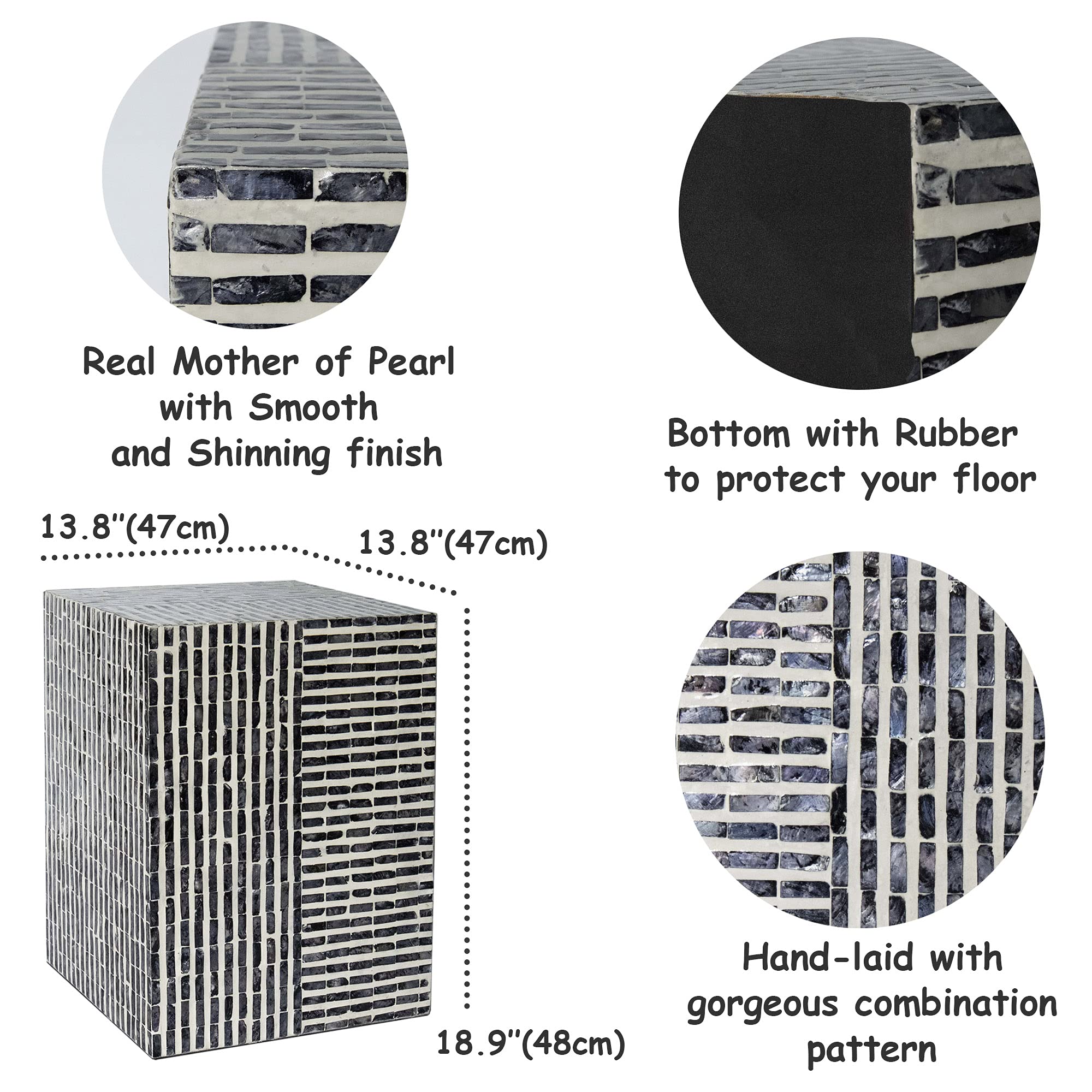 Capiz Shell Square Drum End Table