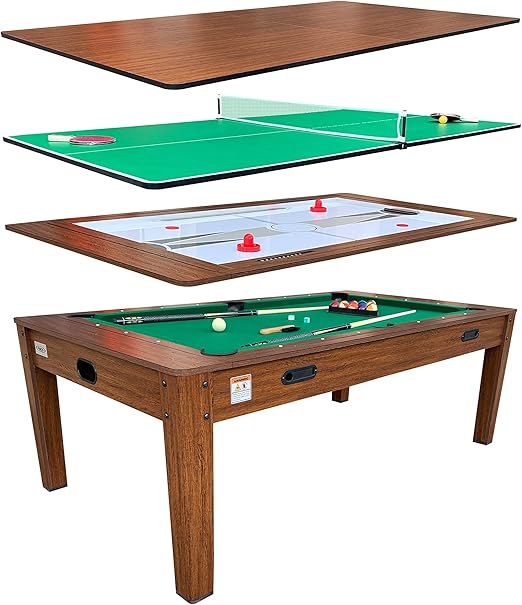 7.5-Foot 4-in-1 Multi-Game Swivel Table - Pool, Air Hockey, Table Tennis