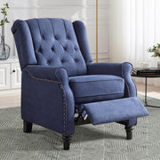 Tufted Wingback Recliner Chair Dark Blue