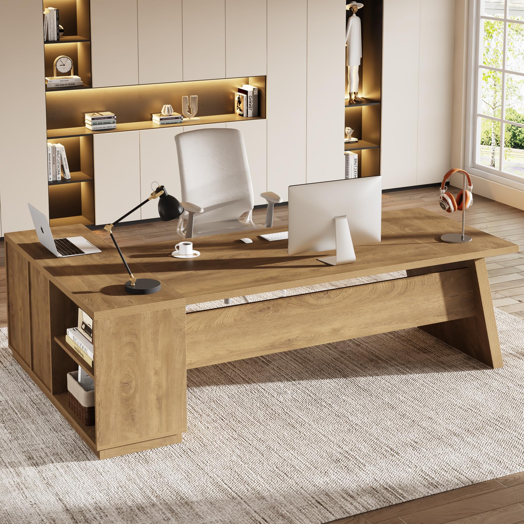 L-Shaped Executive Desk with Storage