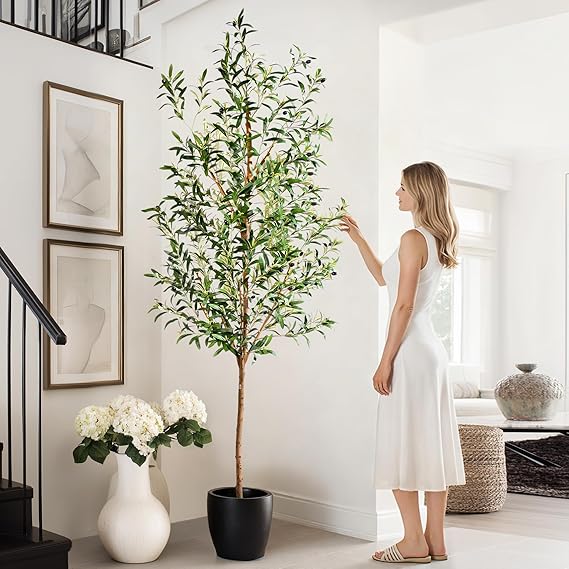 6ft Artificial Olive Tree with Natural Wood Trunk