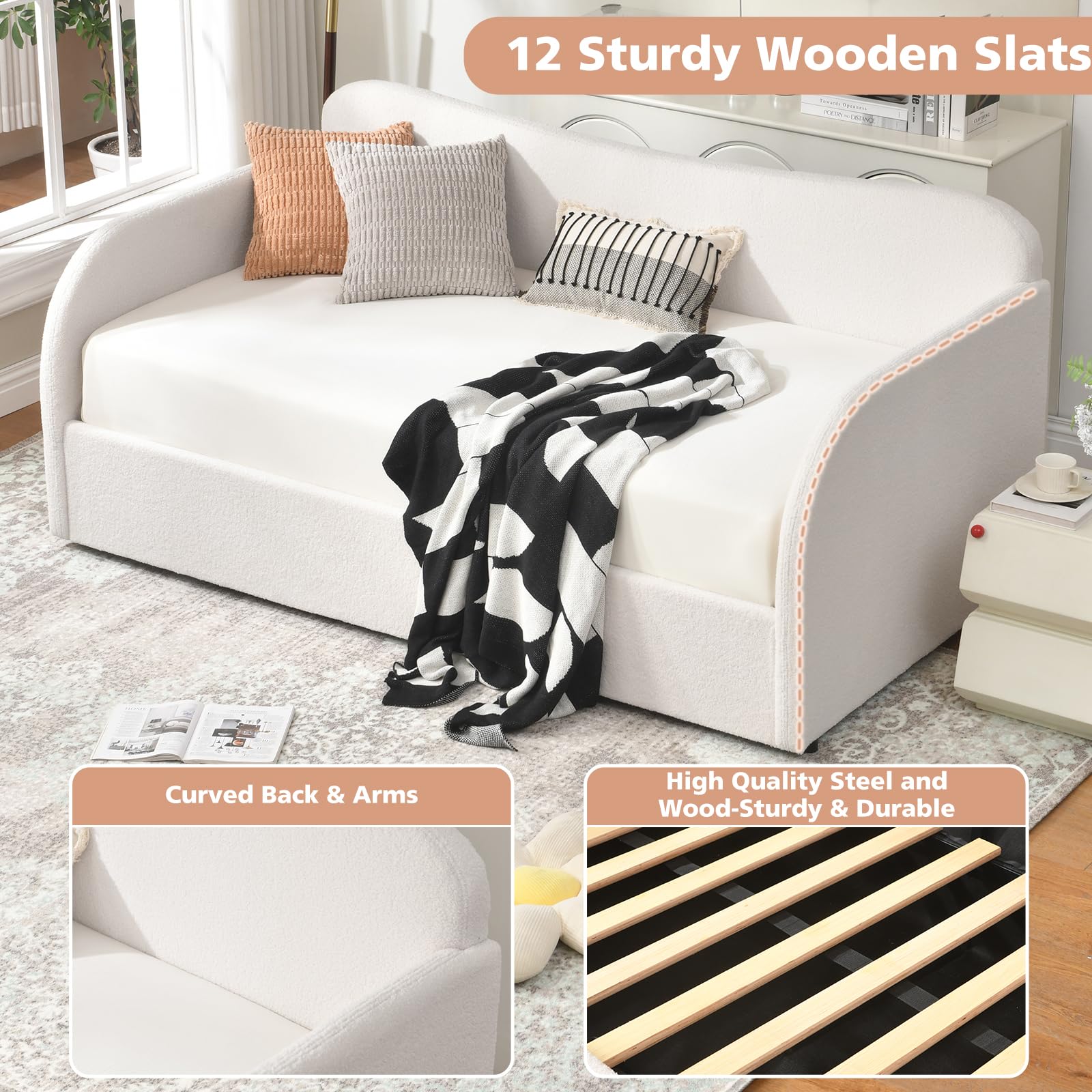 Twin Size Upholstered Daybed with Lift-Up Storage
