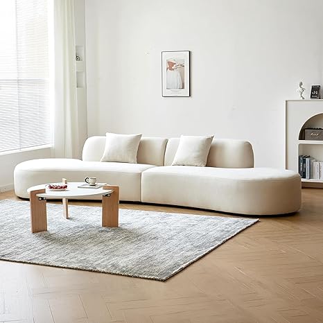 132" Curved Velvet Sofa 6 Seater