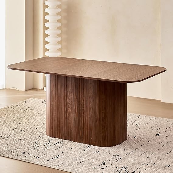 63" Dining Table with Grooved Pedestal Base