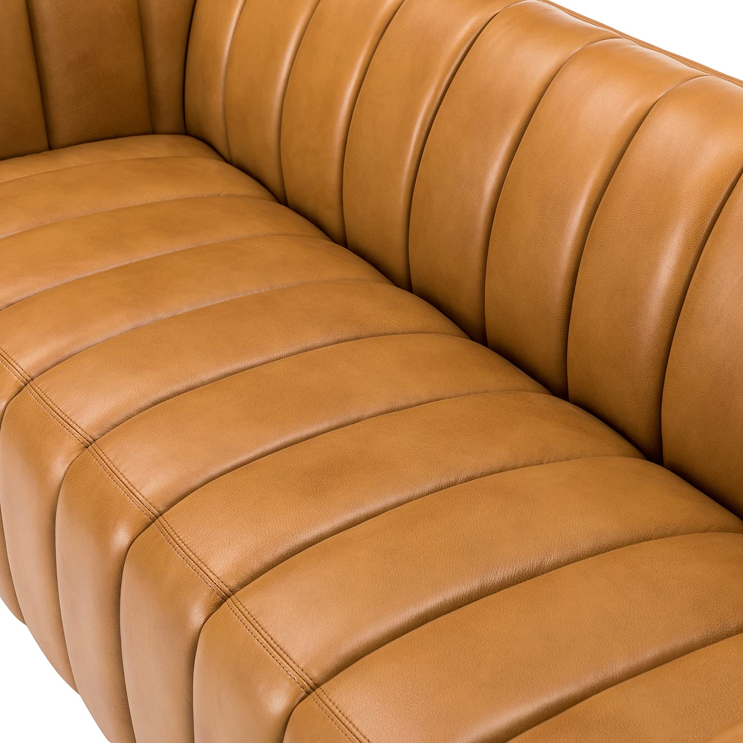 83" Genuine Leather Channel Tufted Sofa
