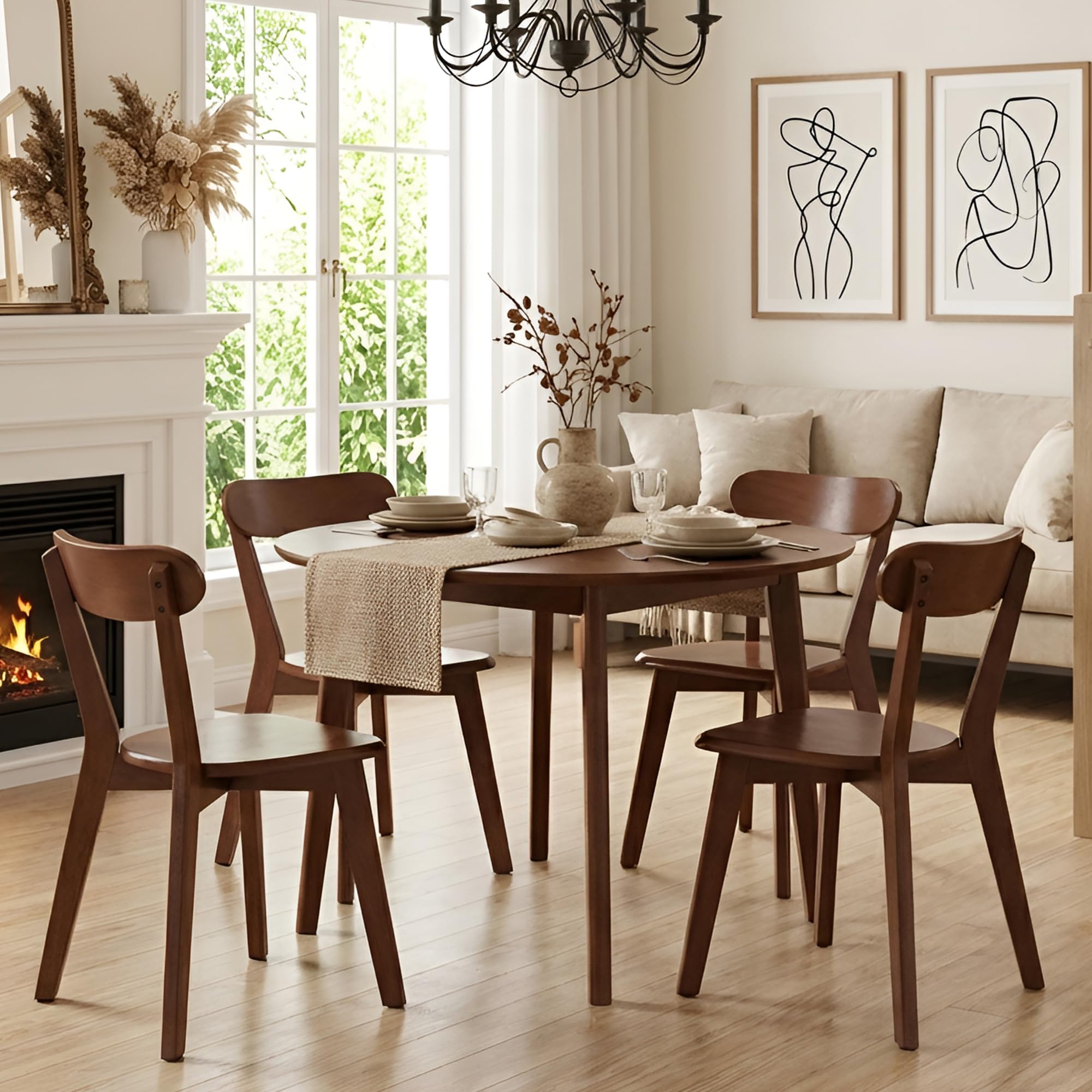 Farmhouse Solid Wood Dining Chairs Set of 4