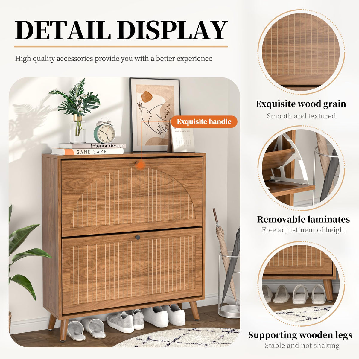 Shoe Storage Cabinet with 2 Flip Drawers