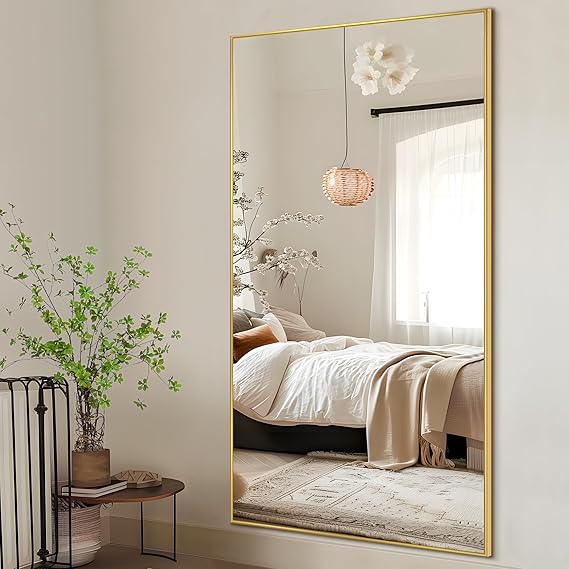 Full Length Mirror 64x24 Black Aluminum Frame