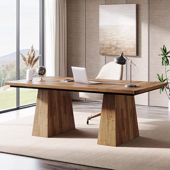 63 Inch Executive Desk Double Pedestal Black