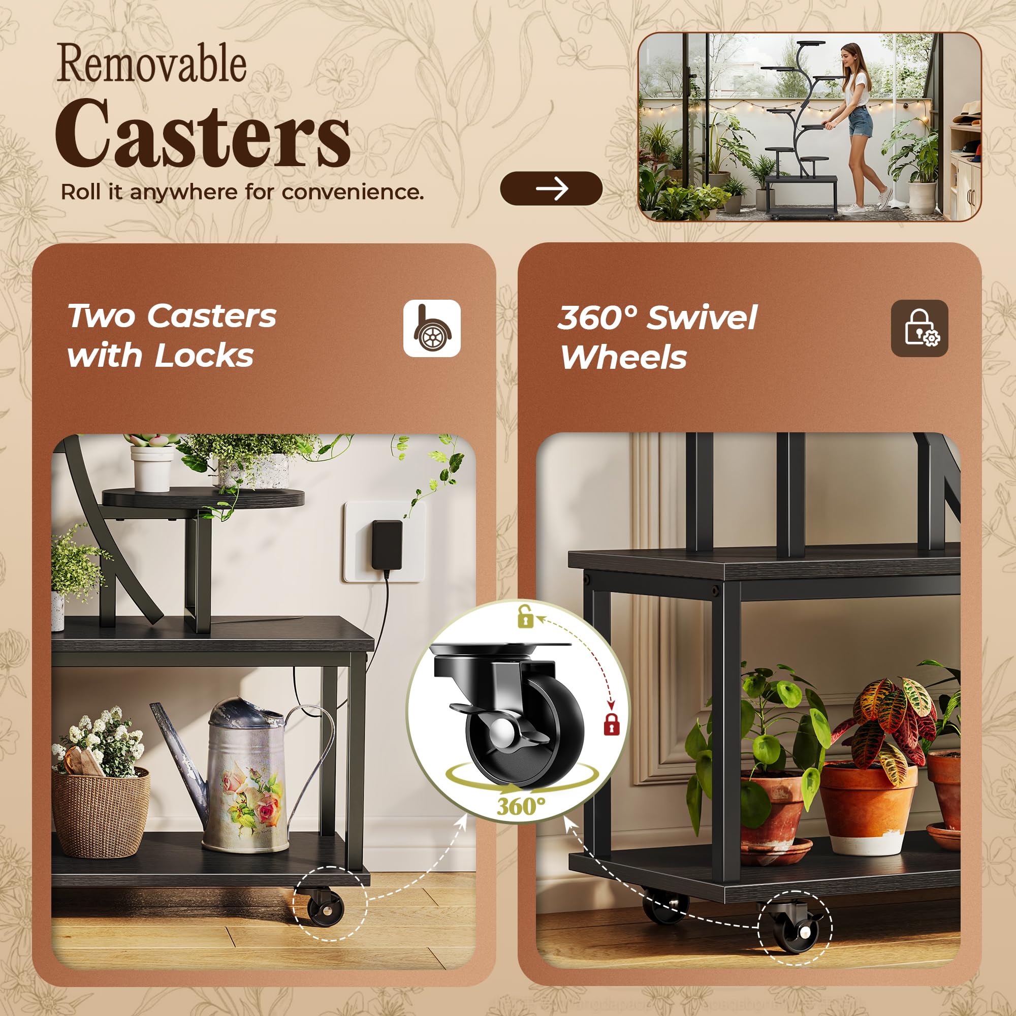 63.6 Inch Plant Stand with Grow Lights - 9 Tiered Indoor Corner Rack