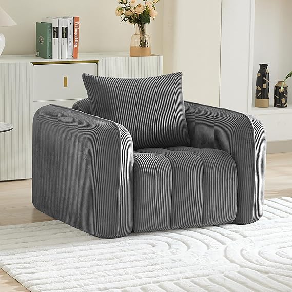 Modern Corduroy Living Room Set - Loveseat with 2 Single Chairs