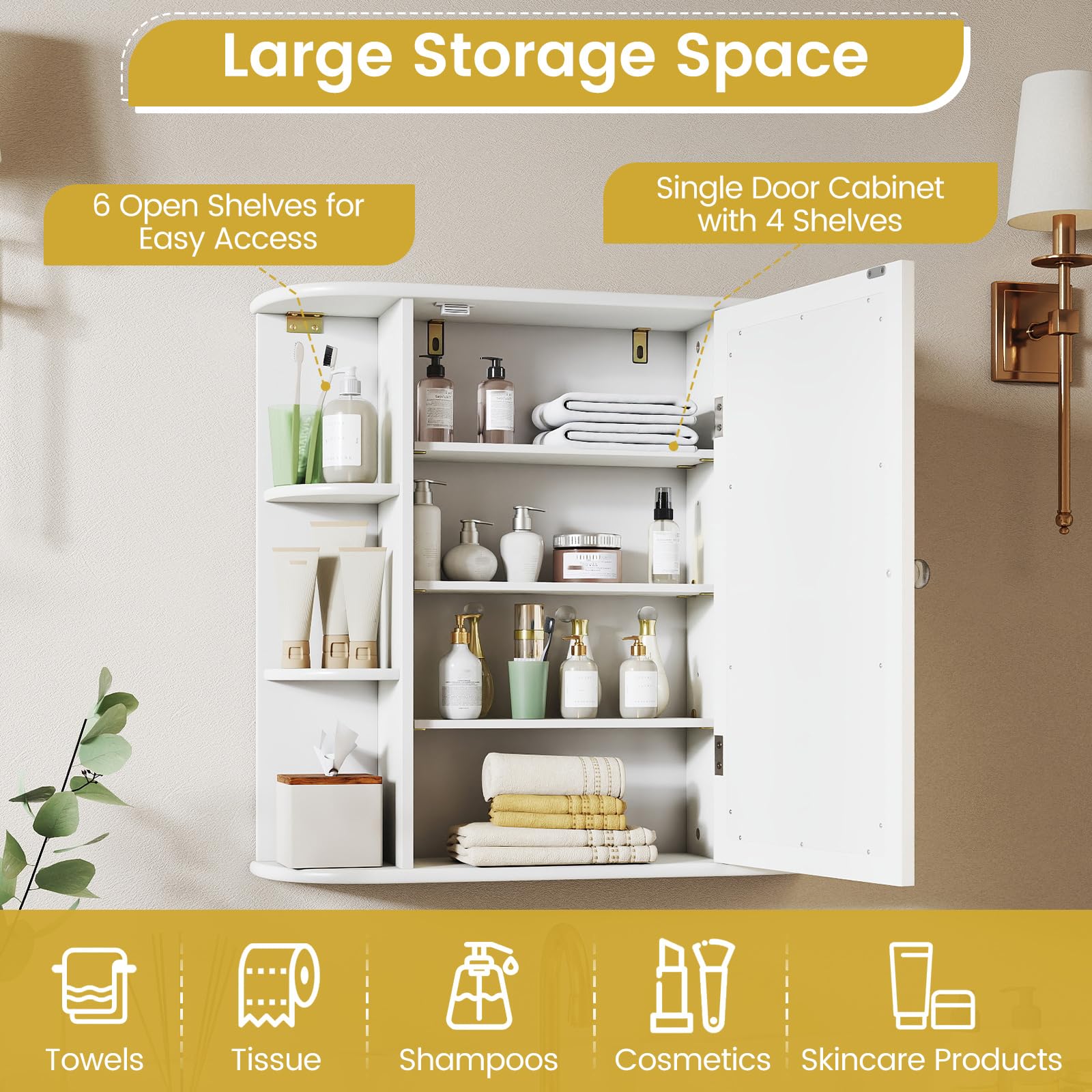 Bathroom Medicine Cabinet with Mirror Wall Mounted Storage Organizer