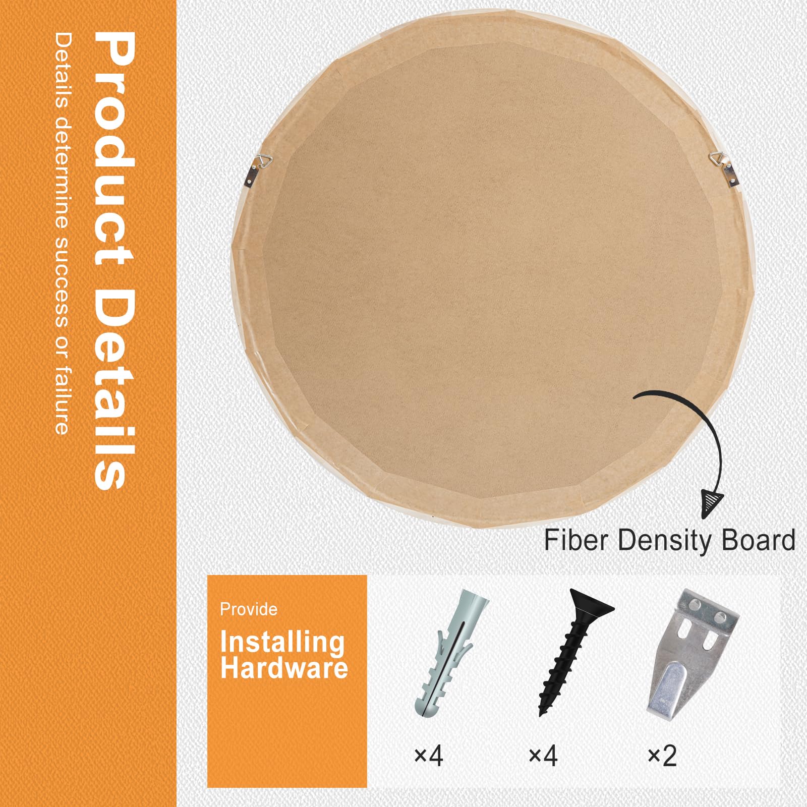30 Inch Round Wood Wall Mirror