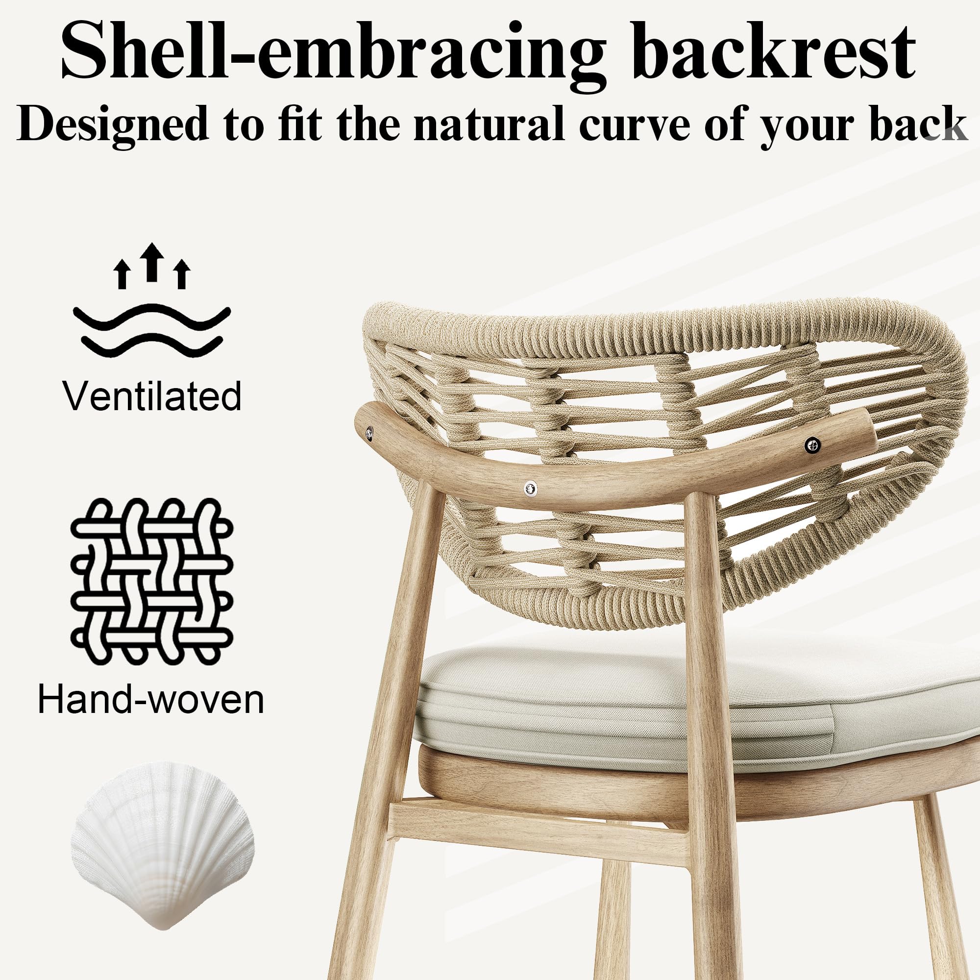 Rattan Back Bar Stool Set of 2