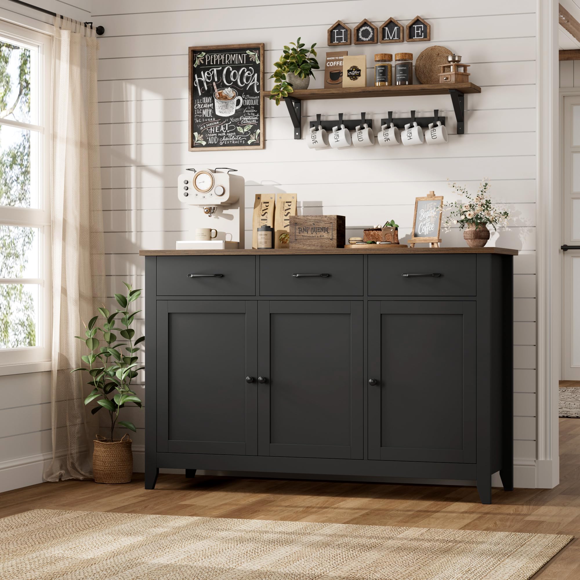 Buffet Cabinet with Storage Drawers and Adjustable Shelf