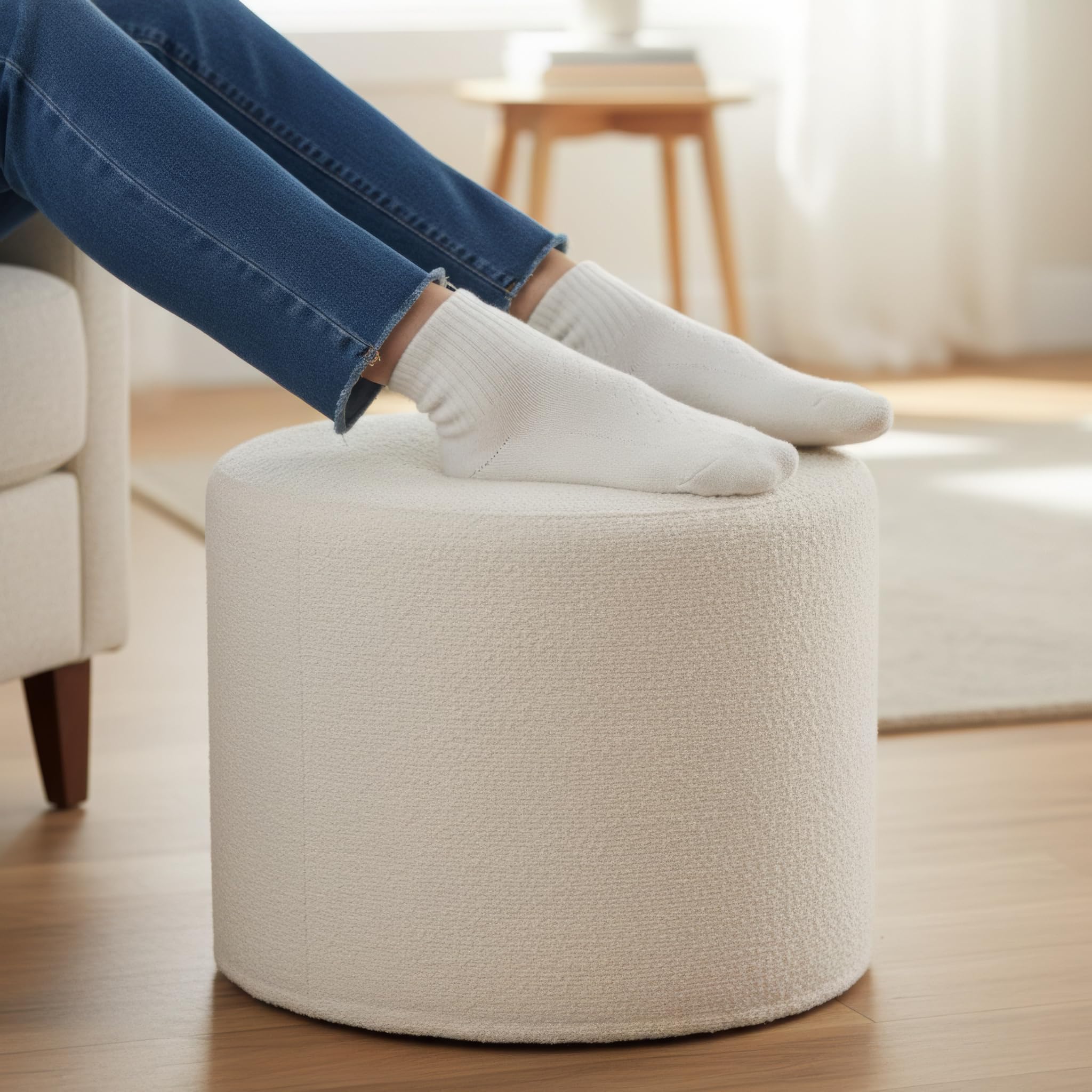 Boucle Pouf Ottoman Footrest