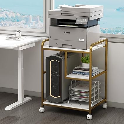 3-Tier Rolling Printer Stand with Storage Shelf and Wheels