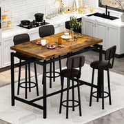 Counter Height Dining Table Set for 4 with Upholstered Stools