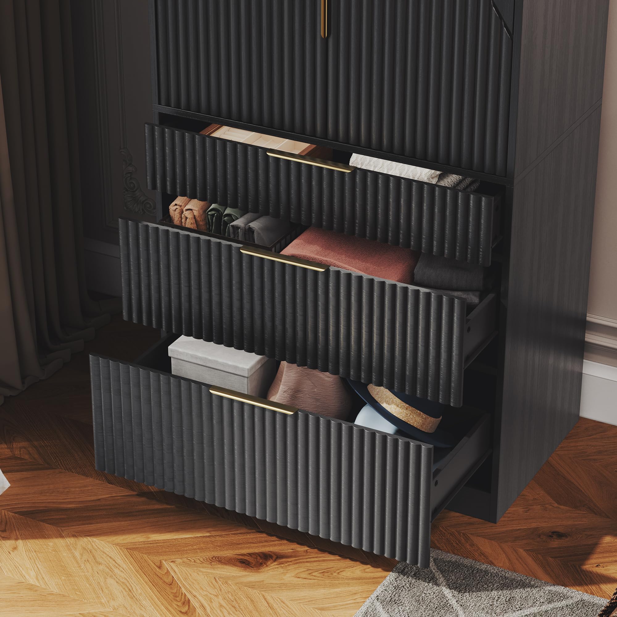 Wardrobe Armoire with 2 Doors and 3 Drawers