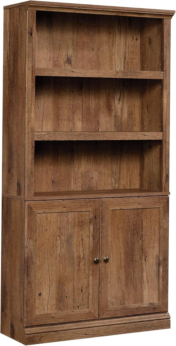 5-Shelf Storage Bookcase with Doors - Chalked Chestnut