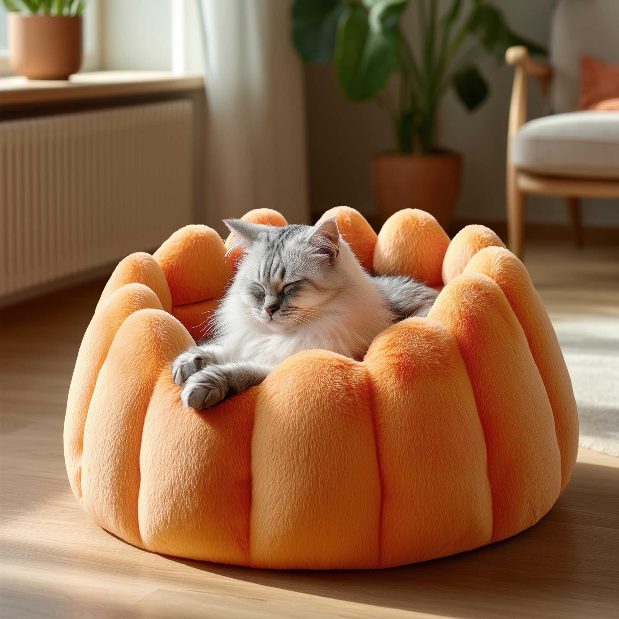 Pumpkin Calming Cat Bed Donut Cuddler