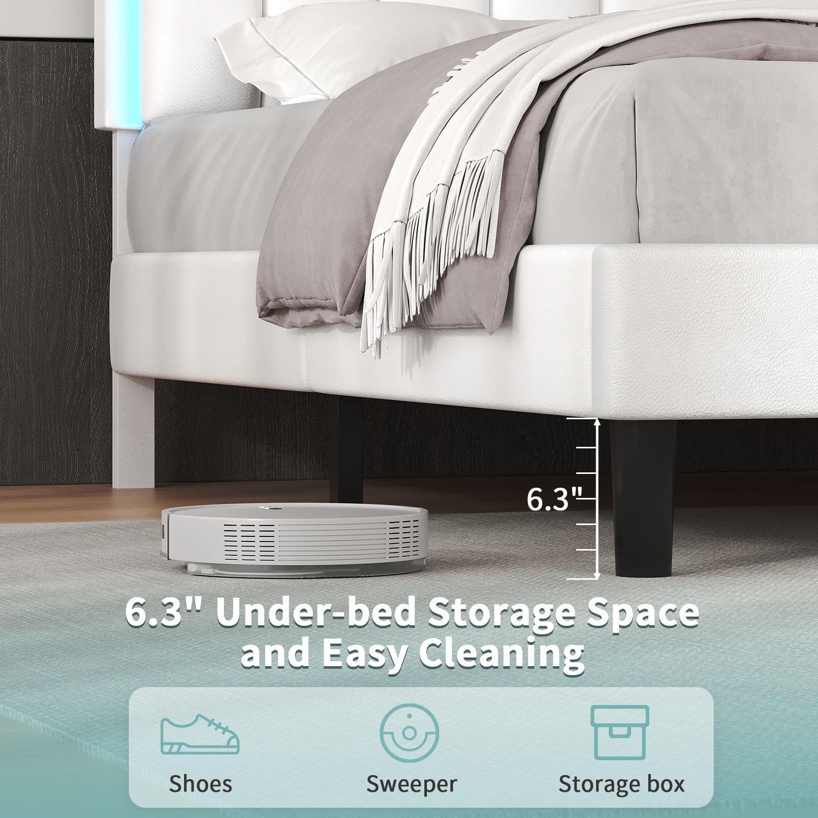 Queen Bed Frame with LED Lights