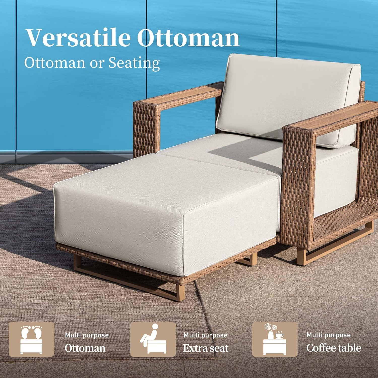 L-Shaped Patio Sectional Sofa with 10-Inch Cushions