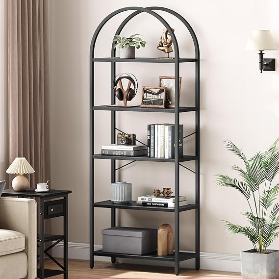 5-Tier Arched Bookshelf White Gold
