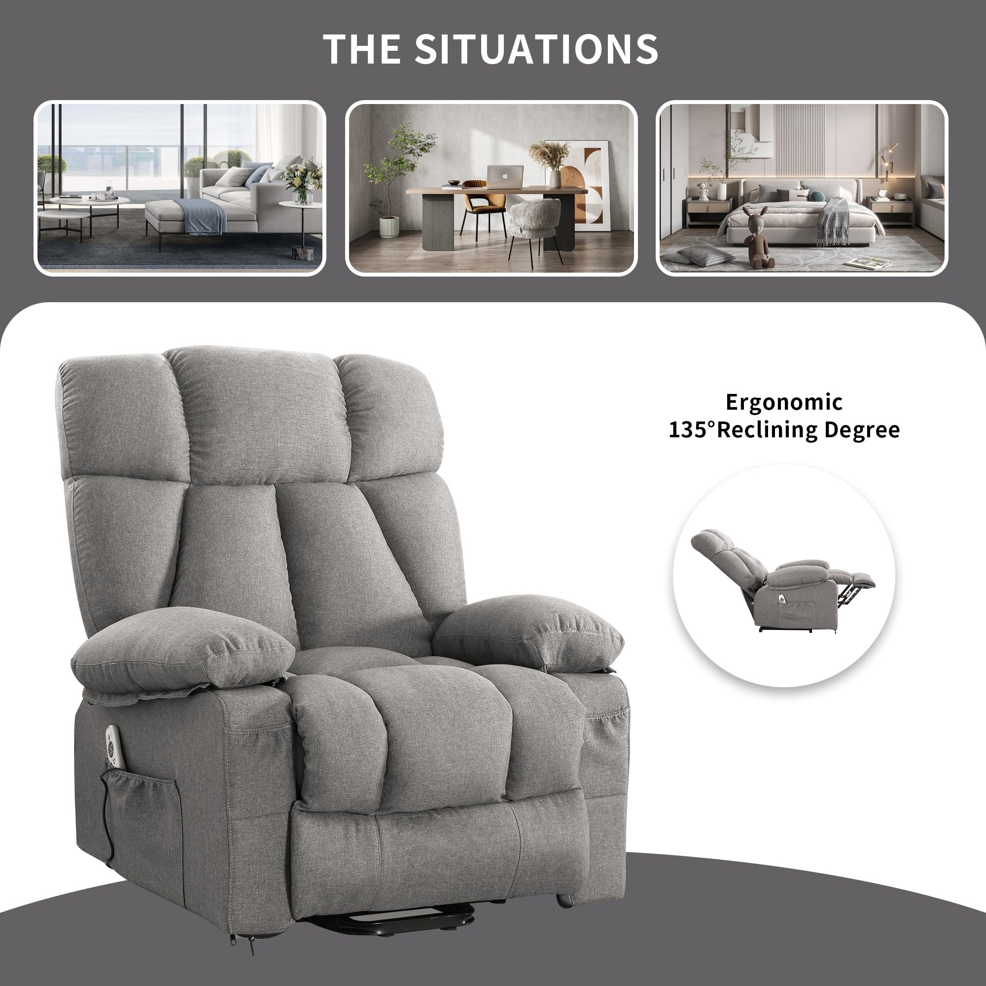Power Lift Recliner Chair with Massage and Heat