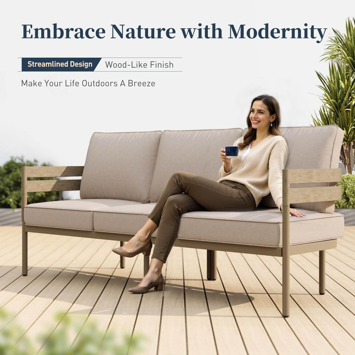 5-Piece Metal Frame Patio Conversation Set with Cushions