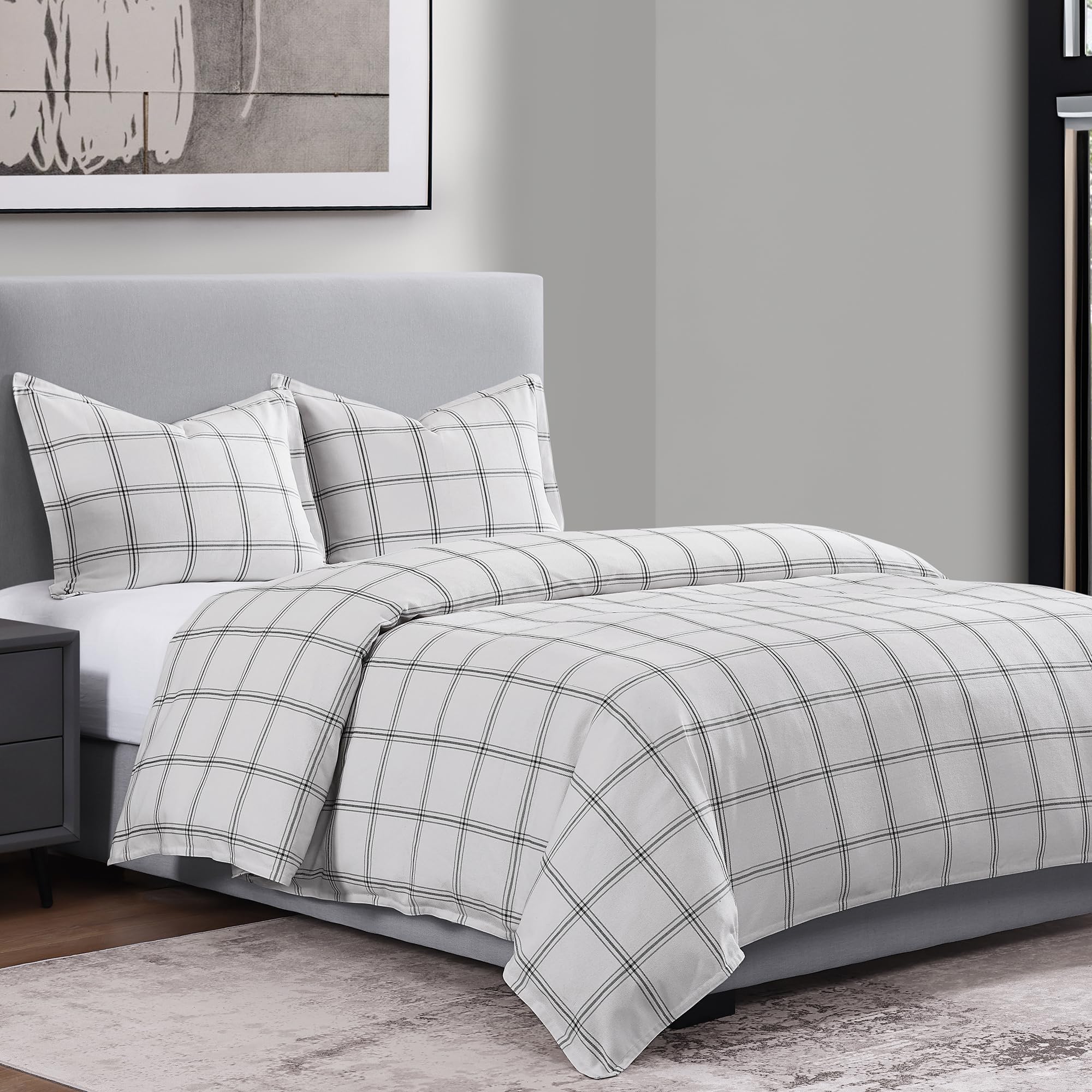King Plaid Duvet Cover Set
