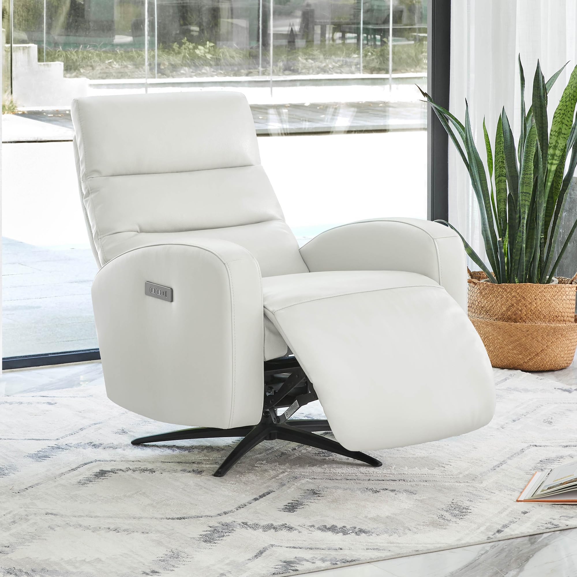 Genuine Leather Power Swivel Recliner Chair with USB Ports