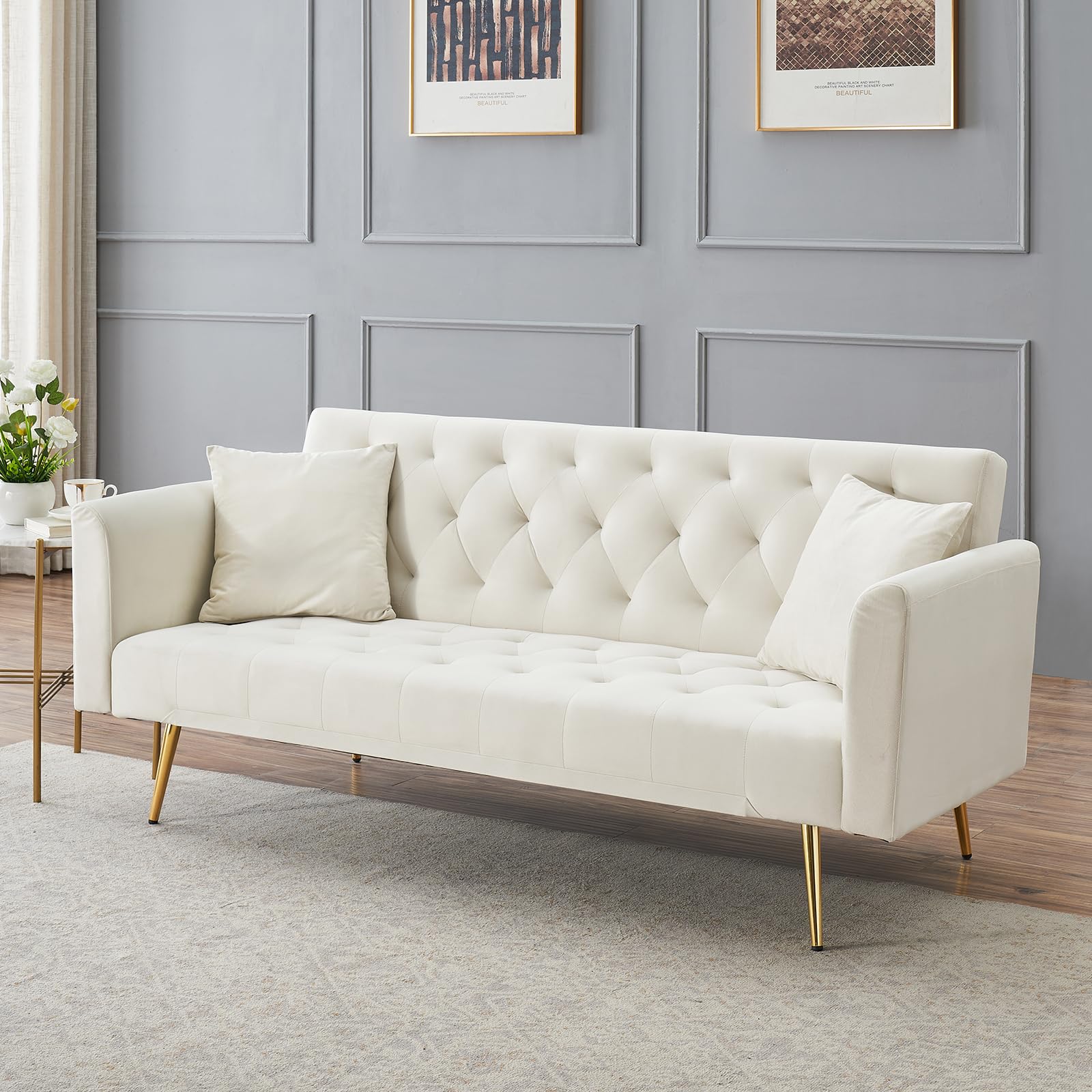 Velvet Sofa Bed Convertible Sleeper Couch