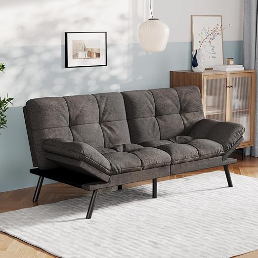 Convertible Futon Sofa Bed with Memory Foam