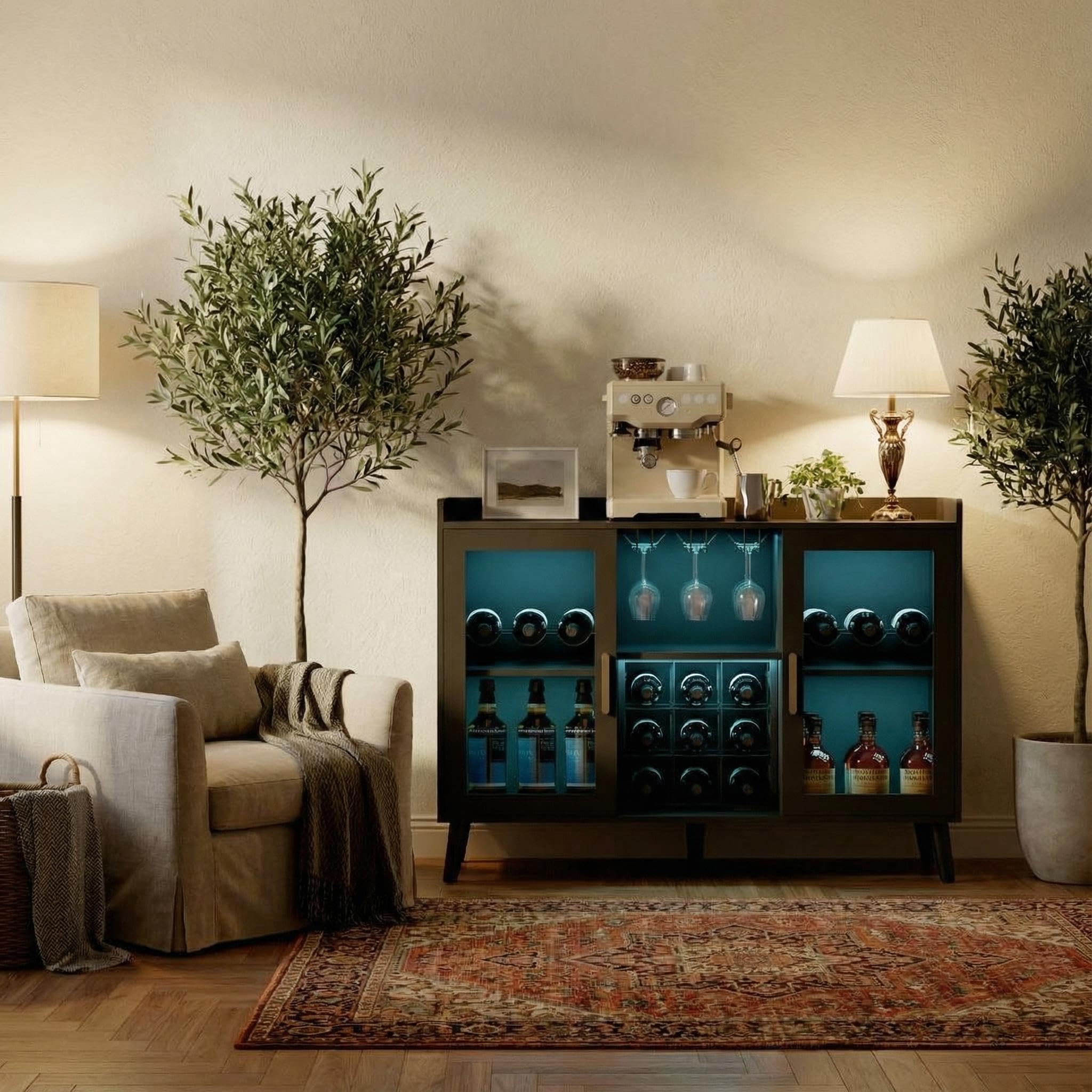 Wine Bar Cabinet with LED Light